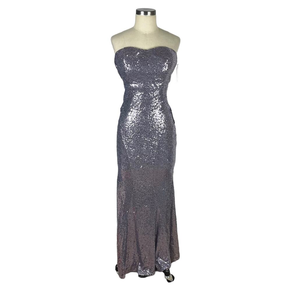 LULUS Purple Sequin‎ Strapless Maxi Gown Dress Formal Size Small NWT Prom Glam